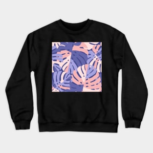 Color Block Monstera Leaves - Purple + Pink Crewneck Sweatshirt